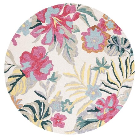 Safavieh 6 x 6 ft. Jardin 151A Hand Tufted Round Area Rug; Ivory & Pink JAR151A-6R